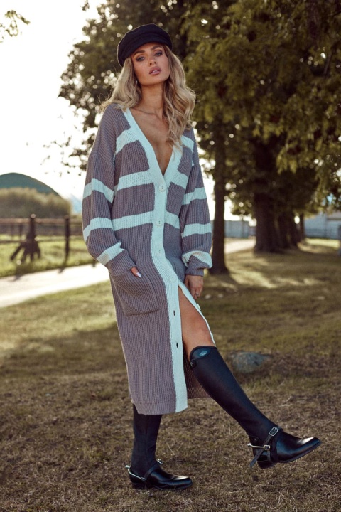 Kardigan ARLETTA fango z kremem SEMPRE