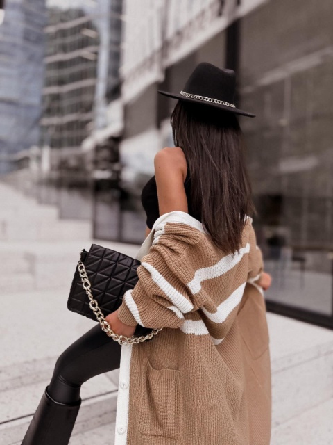 Kardigan ARLETTA camel z kremem SEMPRE