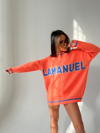 Sweter DRAW LINE pomarańcz La Manuel