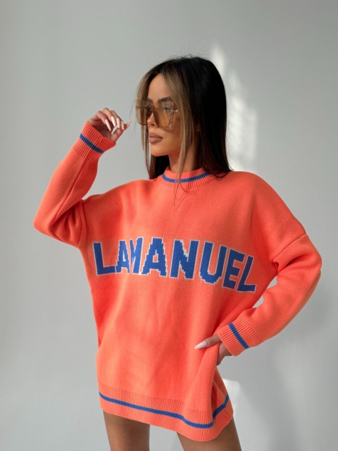 Sweter DRAW LINE pomarańcz La Manuel