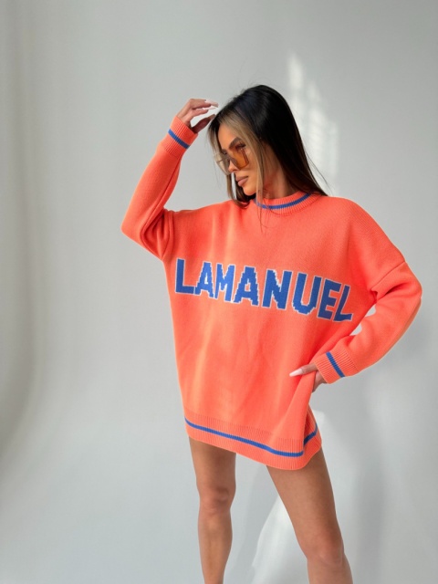 Sweter DRAW LINE pomarańcz La Manuel