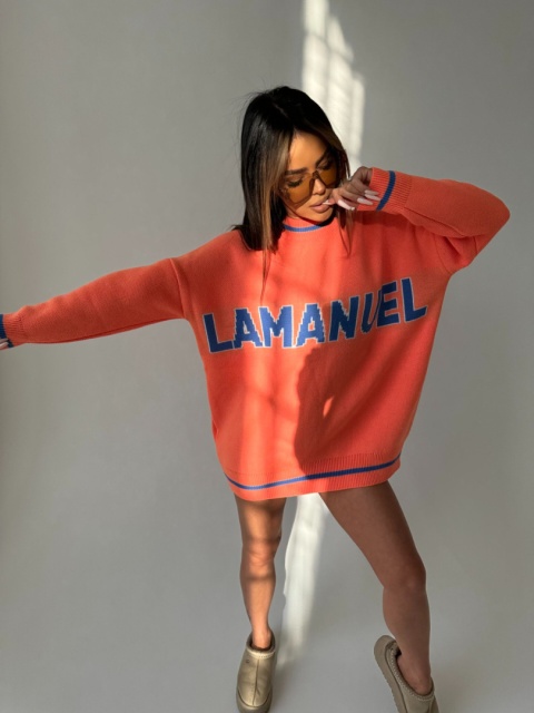 Sweter DRAW LINE pomarańcz La Manuel