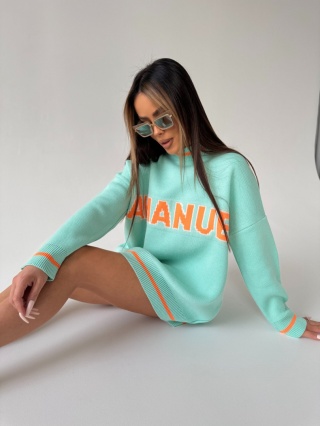 Sweter DRAW LINE mięta La Manuel