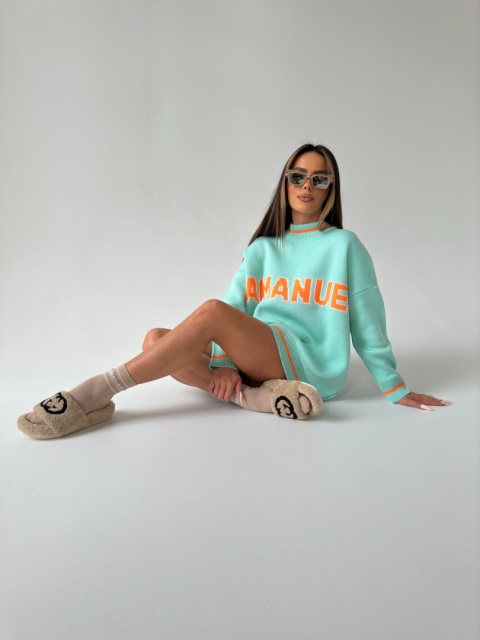 Sweter DRAW LINE mięta La Manuel