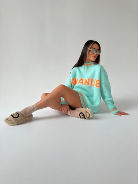 Sweter DRAW LINE mięta La Manuel