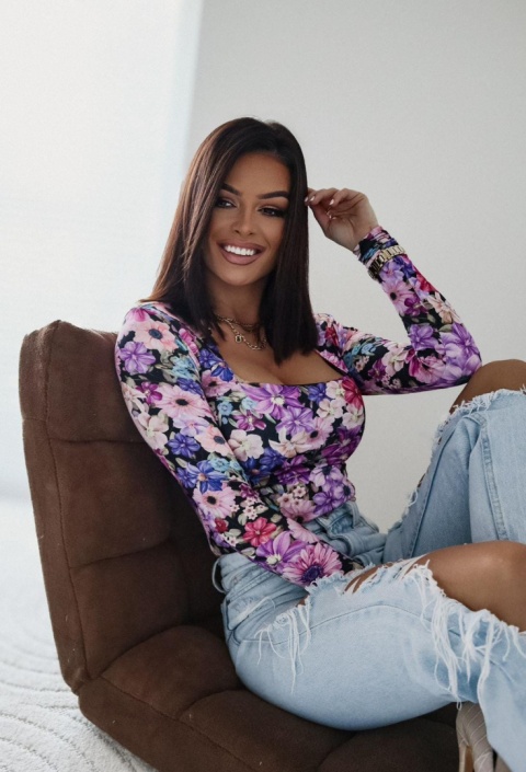 Bluzka dekolt karo w kwiatowy print Me&You