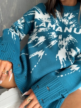 THE SMOKE teal sweater La Manuel