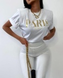 T-shirt PARIS biały ze złotym napisem La Milla