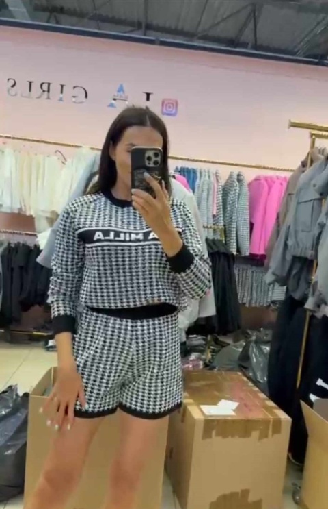 Komplet dzianinowy w pepitkę PREMIUM La Milla