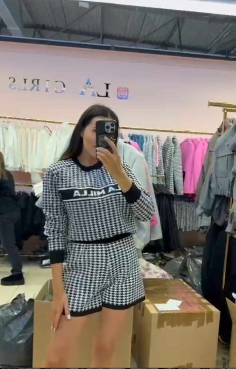 Komplet dzianinowy w pepitkę PREMIUM La Milla