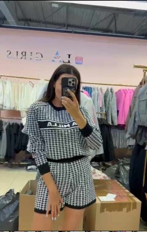 Komplet dzianinowy w pepitkę PREMIUM La Milla