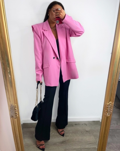 Marynarka oversize z poduszkami różowa La Milla