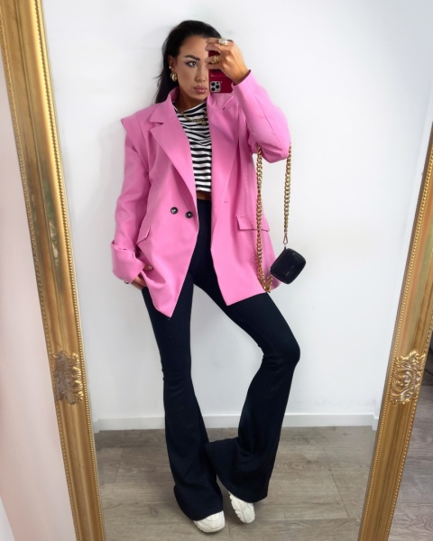 Marynarka oversize z poduszkami różowa La Milla