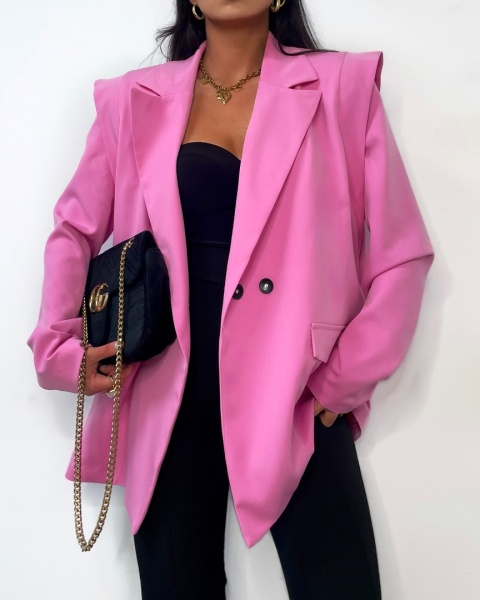 Marynarka oversize z poduszkami różowa La Milla