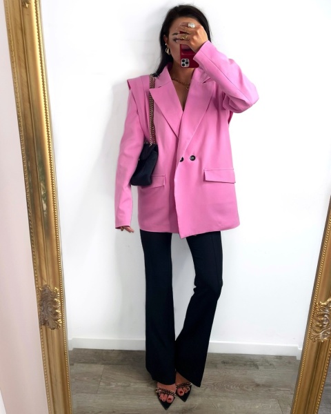 Marynarka oversize z poduszkami różowa La Milla