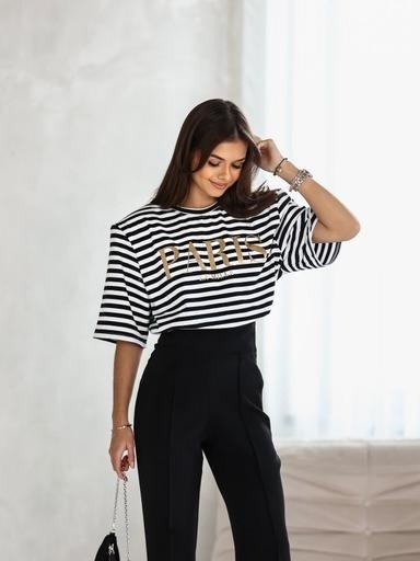 T-shirt PARIS paski ze złotym napisem La Milla