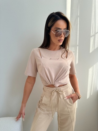 T-shirt SLOWLY beż La Manuel