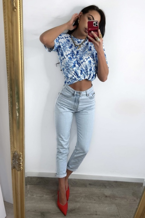 T-shirt z rękawem 1/2 i poduszkami kwiatuszki LA MILLA