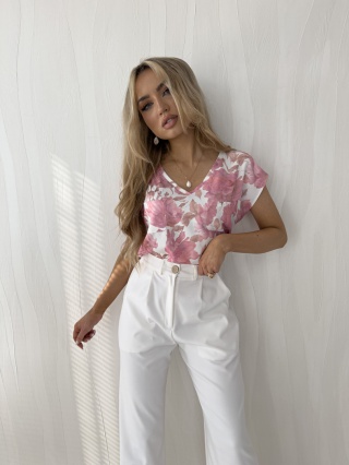 Bluzka KIESZONKI print kwiaty pudrowe By me