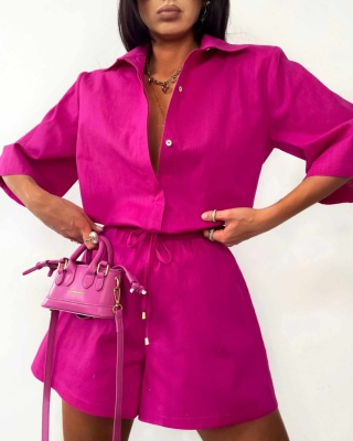 Komplet koszula i szorty GIULIA fuksja LA MILLA