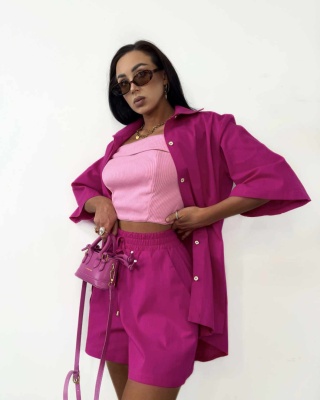 Komplet koszula i szorty GIULIA fuksja LA MILLA