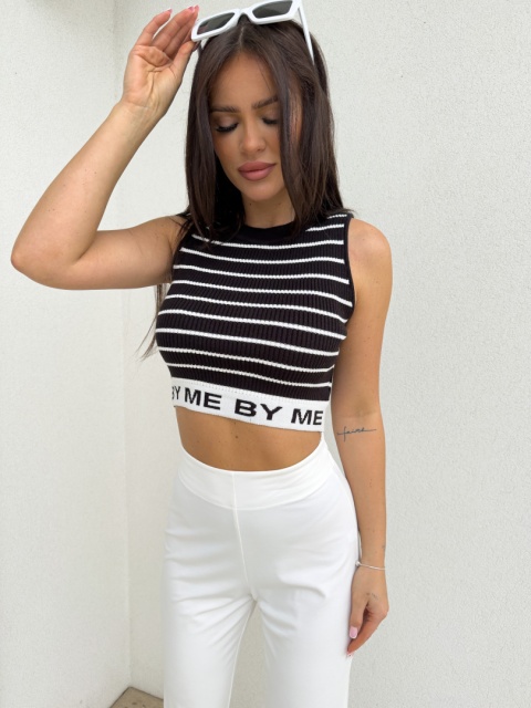 Top CASHMERE pasy czarno-biały By Me