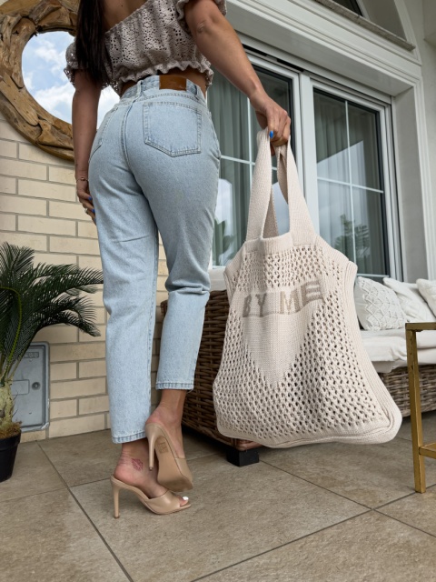 Torba ażurowa bawełniana By Me jasny beż