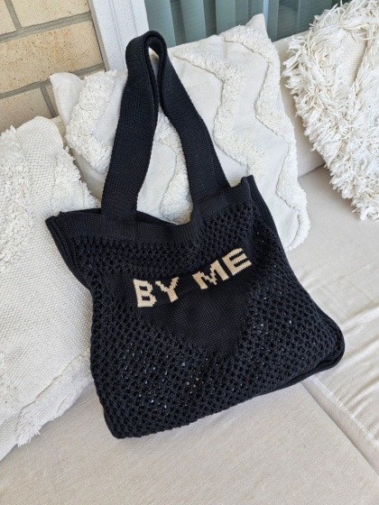 Torba ażurowa bawełniana By Me czarna