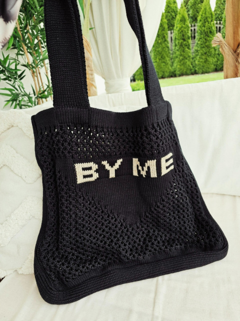 Torba ażurowa bawełniana By Me czarna