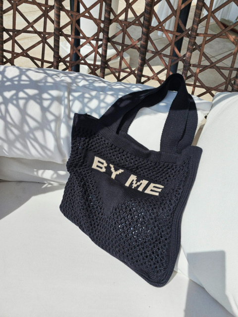 Torba ażurowa bawełniana By Me czarna