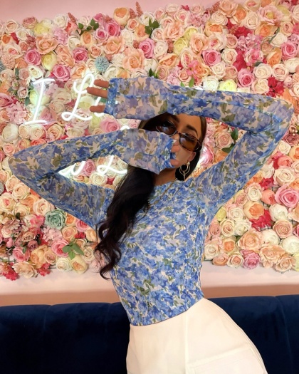 Bluzka siatka BLUE FLOWERS La Milla