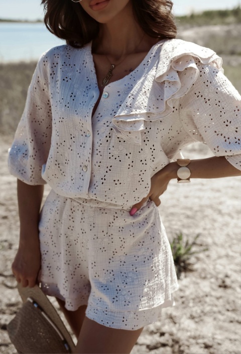 Komplet ażurowy z bawełny BELLA beżowy