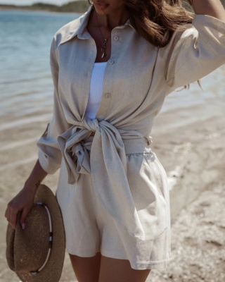 Komplet lniany PALERMO jasny beż Xana