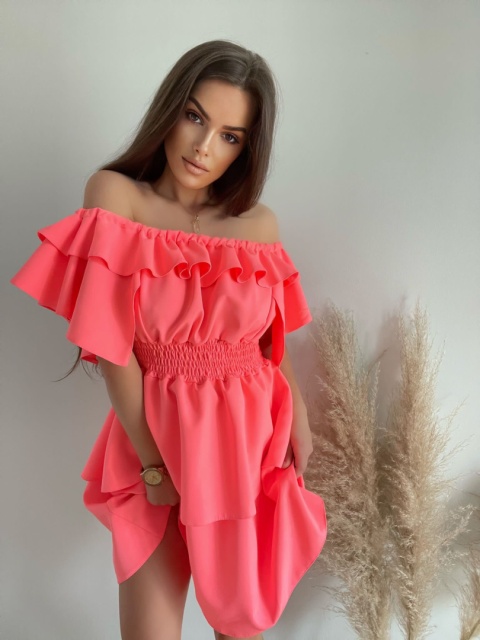 Sukienka VALENTINA neon koral By Mielczarkowski