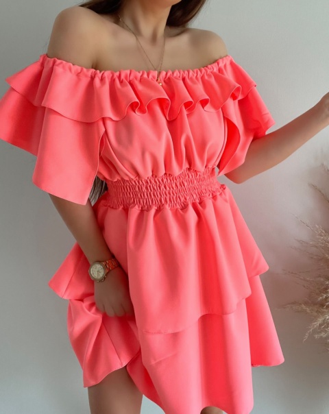 Sukienka VALENTINA neon koral By Mielczarkowski