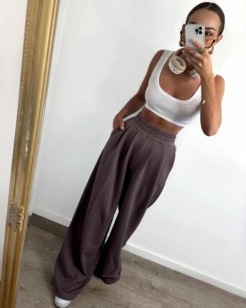 Szerokie spodnie dresowe HIGH STANDARDS mokka La milla