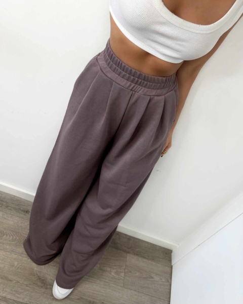 Szerokie spodnie dresowe HIGH STANDARDS mokka La milla