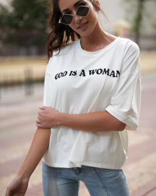 T-shirt GOD IS A WOMAN ecru Me Gusta