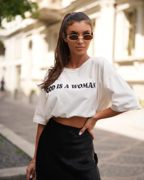 T-shirt GOD IS A WOMAN ecru Me Gusta