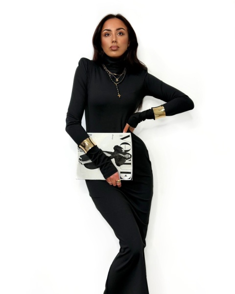 Sukienka maxi z golfem czarna La Milla