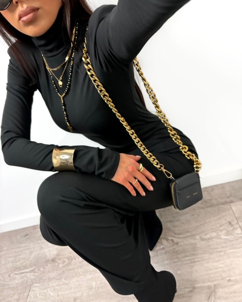 Sukienka maxi z golfem czarna La Milla