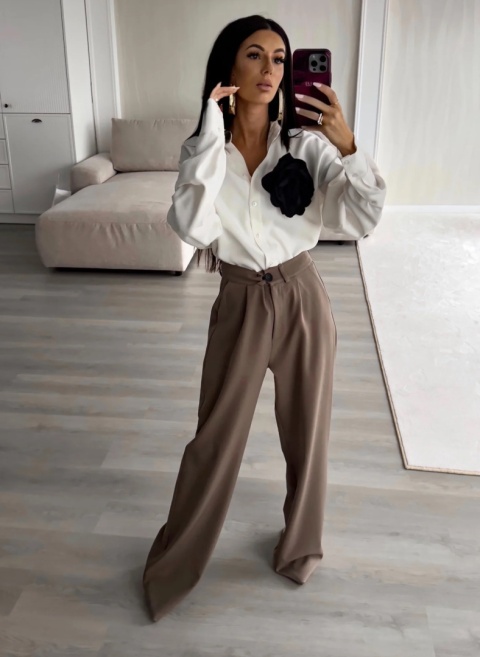 Koszula OVER ecru z kwiatem By Me