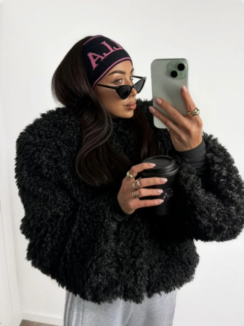 Opaska na głowę czarna z różem La Milla