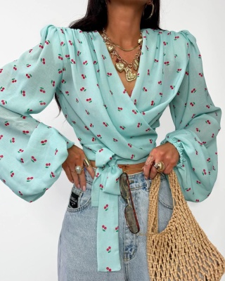 Bluzka w wisienki miętowa La Milla