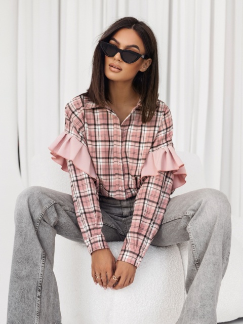 Koszula w kratkę z falbankami XANA