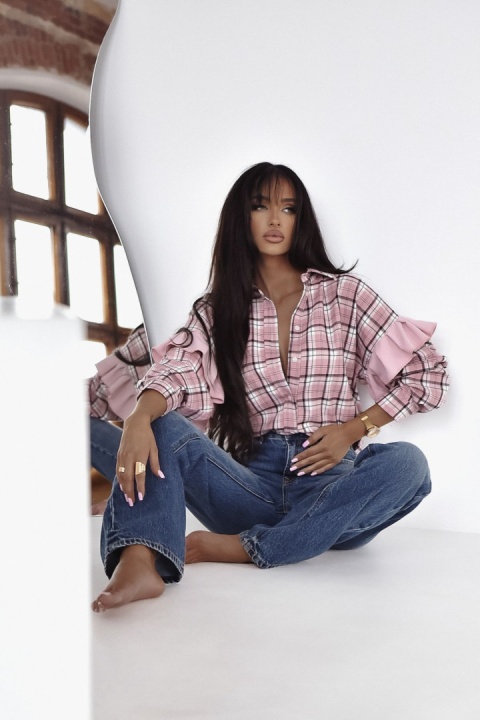 Koszula w kratkę z falbankami XANA