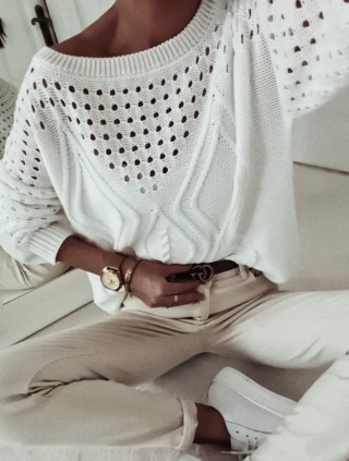 Ażurowy sweter DAKOTA śmietankowy - BY ME