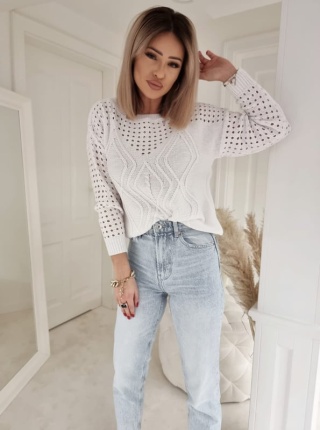 Ażurowy sweter DAKOTA śmietankowy - BY ME