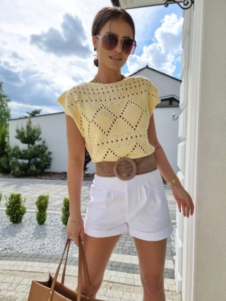 Ażurowy sweterek IRINA bananowy - BY ME