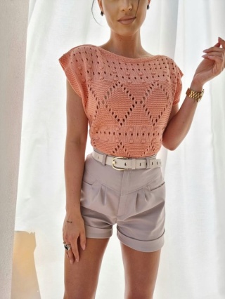 Ażurowy sweterek IRINA morelowy - BY ME